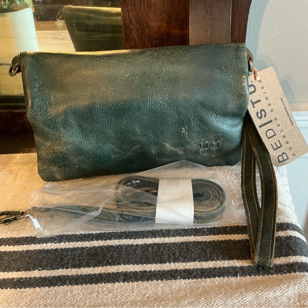 NWT Bed Stu Leather Cadence Wallet Wristlet Crossbody Bag Dark Teal Lux MSRP 175 - Picture 11 of 14